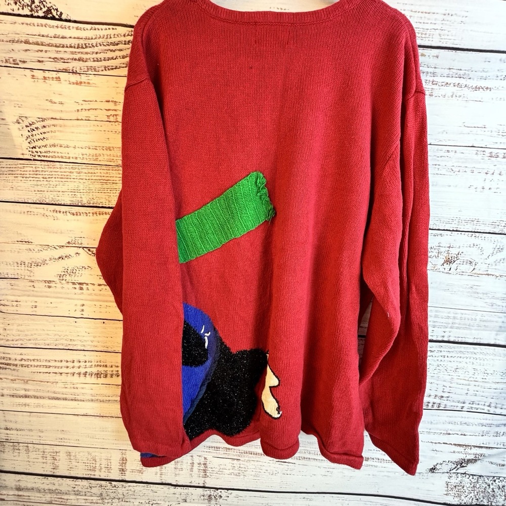 The Quacker Factory Christmas Sweater 2X Plus Penguin Red Graphic Kitsch Festive - Picture 6 of 13